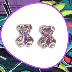 Glitter Purple Gummy Bear Stud Earrings